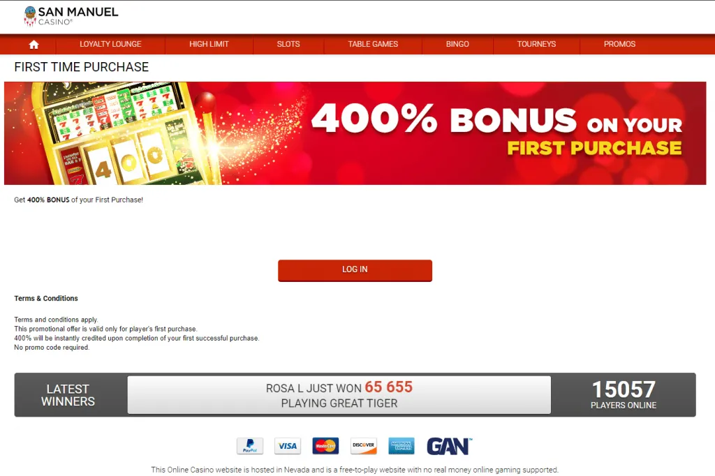 San Manuel Online Casino Welcome