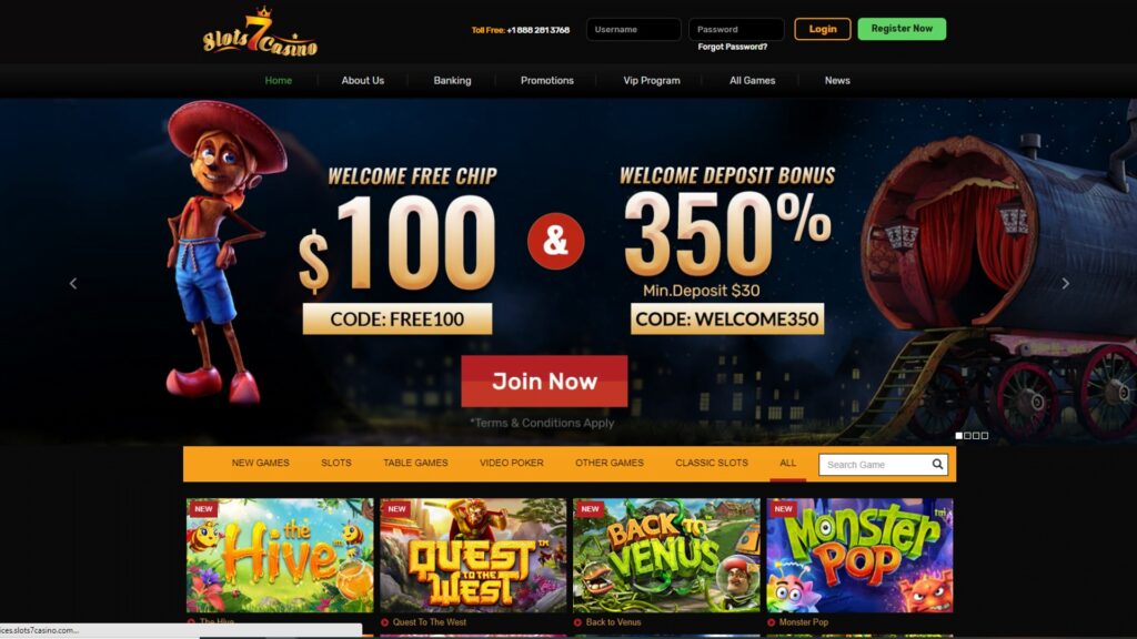 Slots 7 Casino No Deposit Bonus Homepage