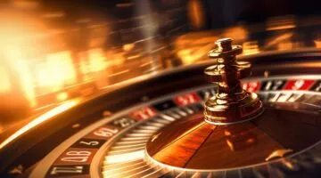 Elegant Roulette Wheel With Ball In Golden Light