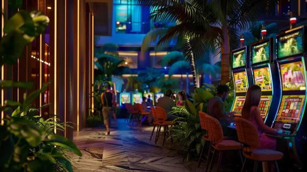 Eco-Slots: How Green Energy is Powering the Next Wave of Online Casinos 2 Eco Slots Casino Patrons Enjoying Green Ambiance