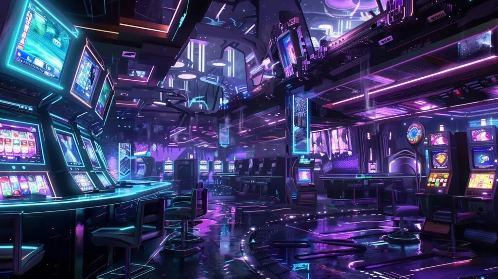 Digital Depiction Of A Futuristic Casino Environment