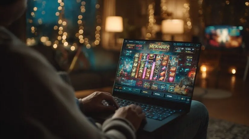 Player Enjoying Megaways Game At Night