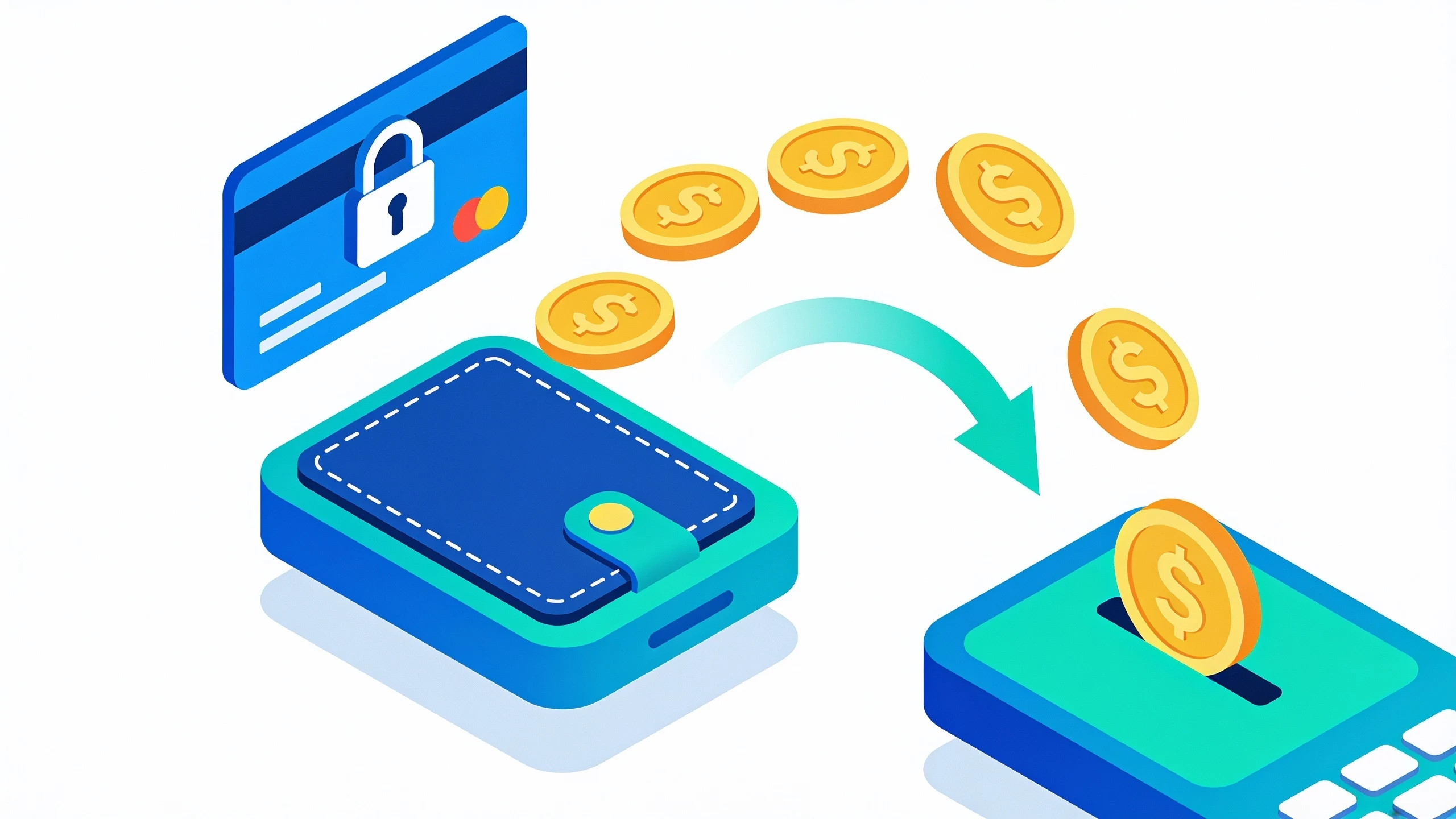 Digital wallet with a security lock icon for casino withdrawals