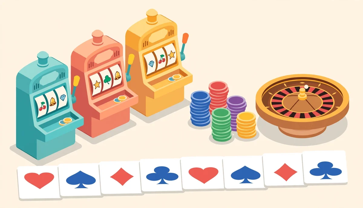 Casino games types available — isometric slots and table games