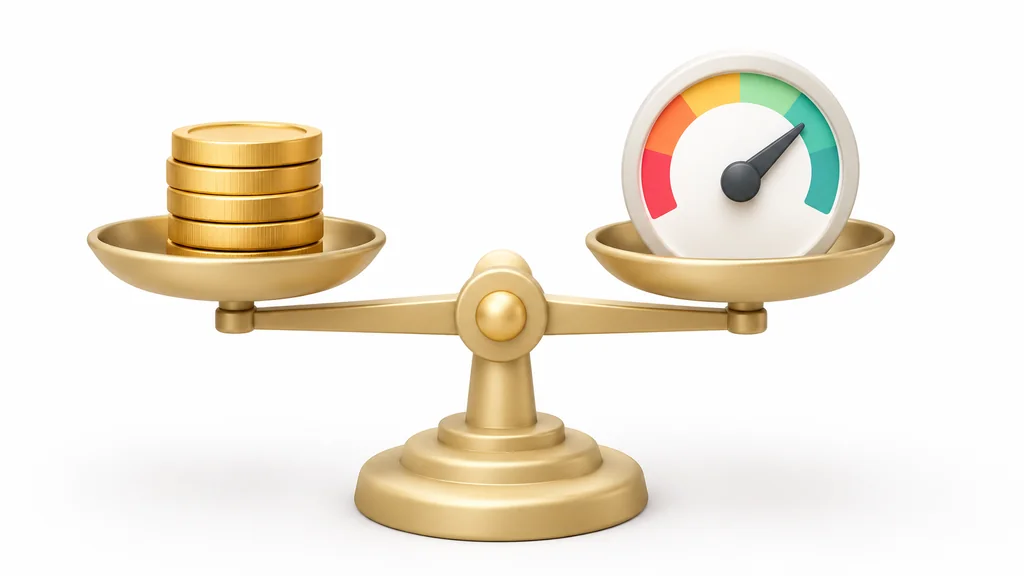 Balance scale weighing a coin stack against a wagering requirement dial