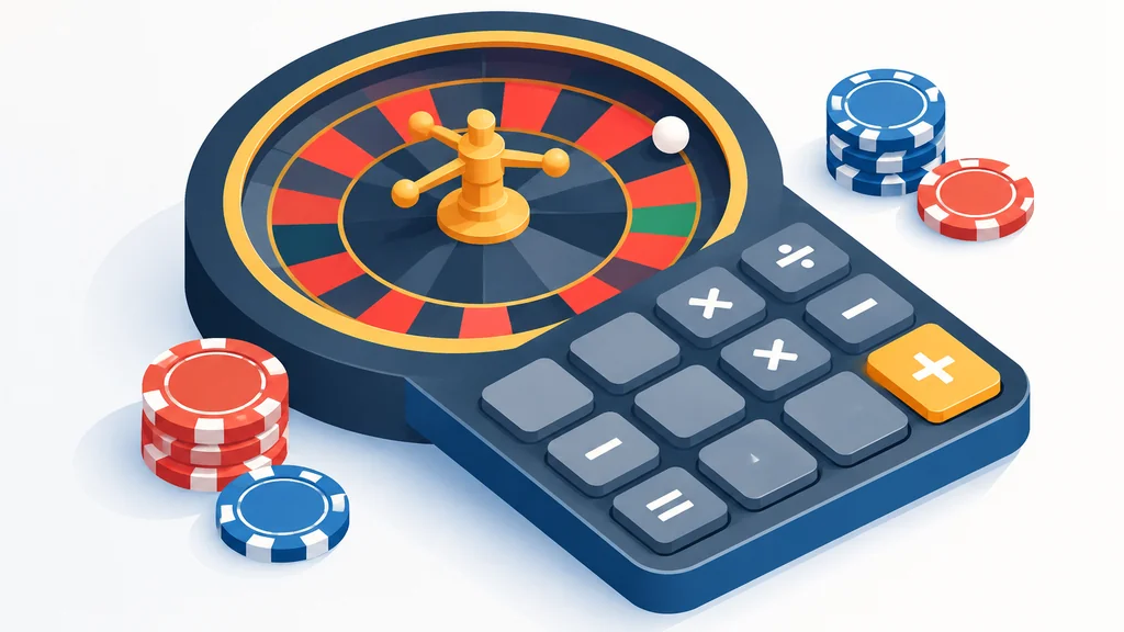 Abstract roulette wheel merging into a calculator keypad